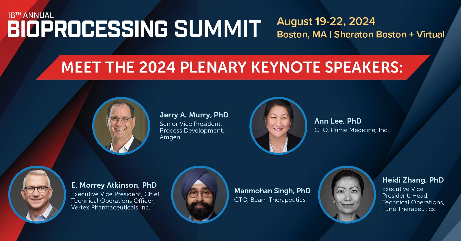 Plenary Keynote Sessions The Bioprocessing Summit August 1922, 2024
